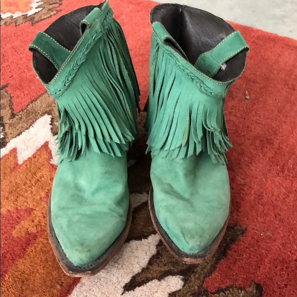Real leather turquoise ankle boots - Picture 4 of 4